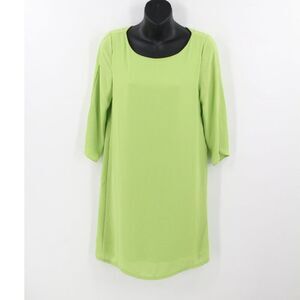 Everly Womens Neon Green Shift Dress Size Small 3/4 Sleeve Lined